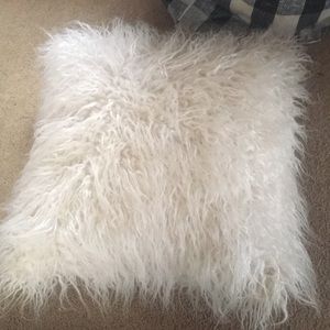 Adorable White Long Hair Fuzzy Pillow